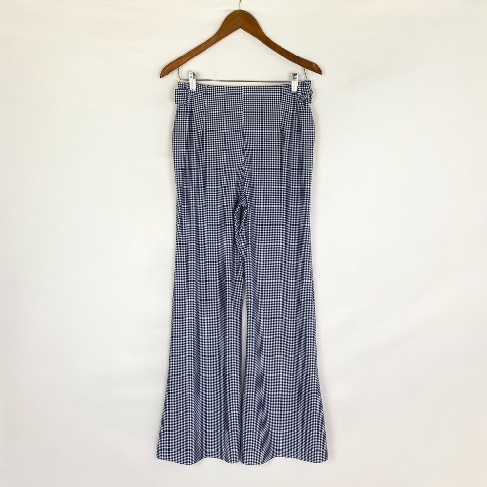 DOLLYS D-LITE The Rowdy Gingham Plaid Flare Pants‎ Stretchy Wide Leg Hugh Rise